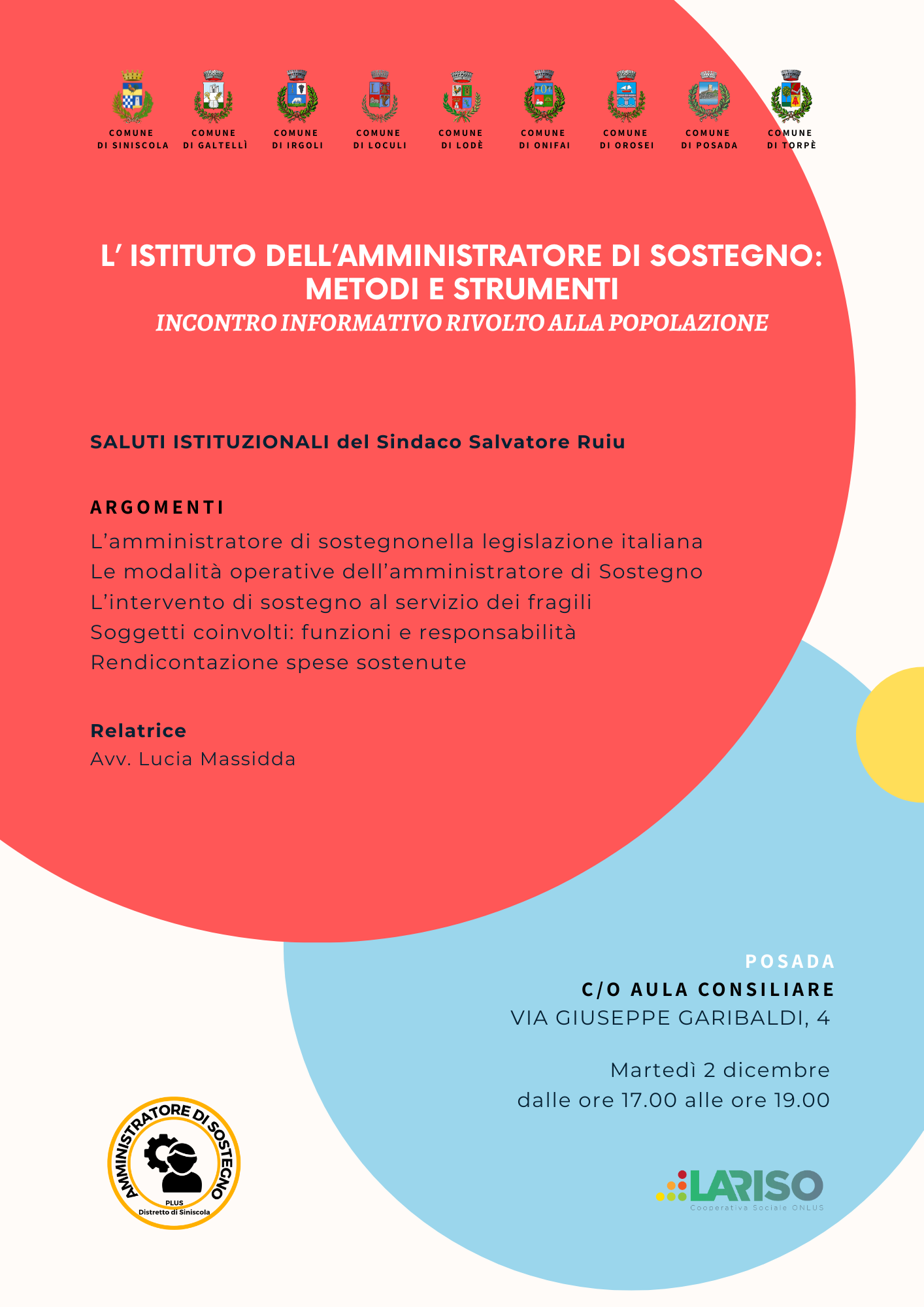 INCONTRO FORMATIVO RIVOLTO ALLA POPOLAZIONE