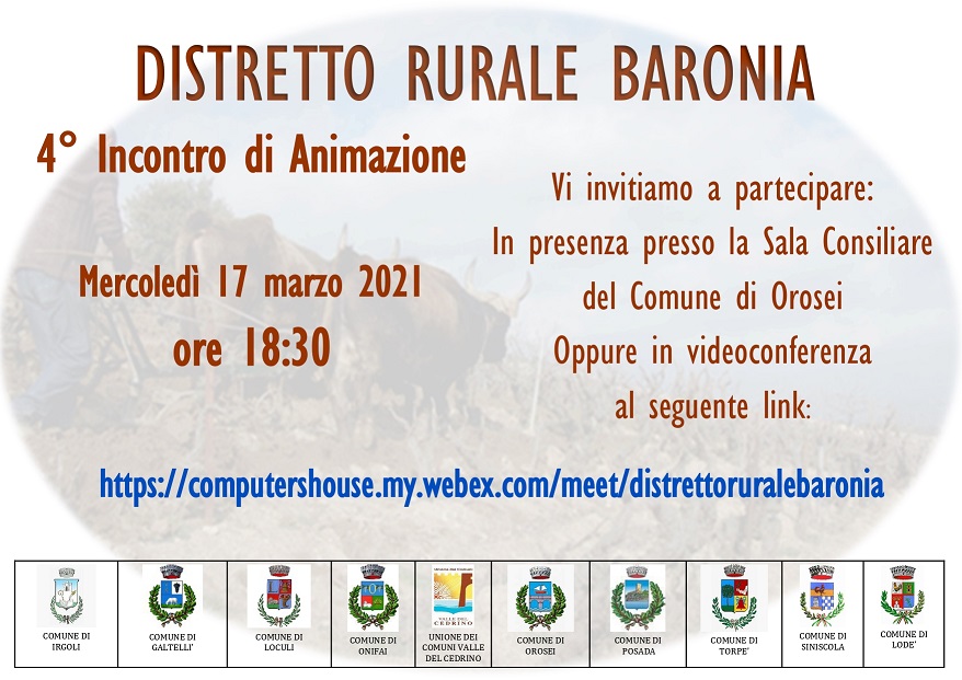 Quarto incontro di animazione territoriale nell'ambito del Distretto Rurale Baronia